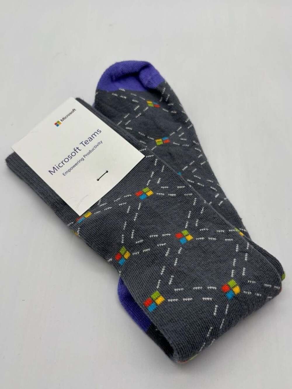 Microsoft Teams Sock Club Crew Socks Gray Empowering Productivity
